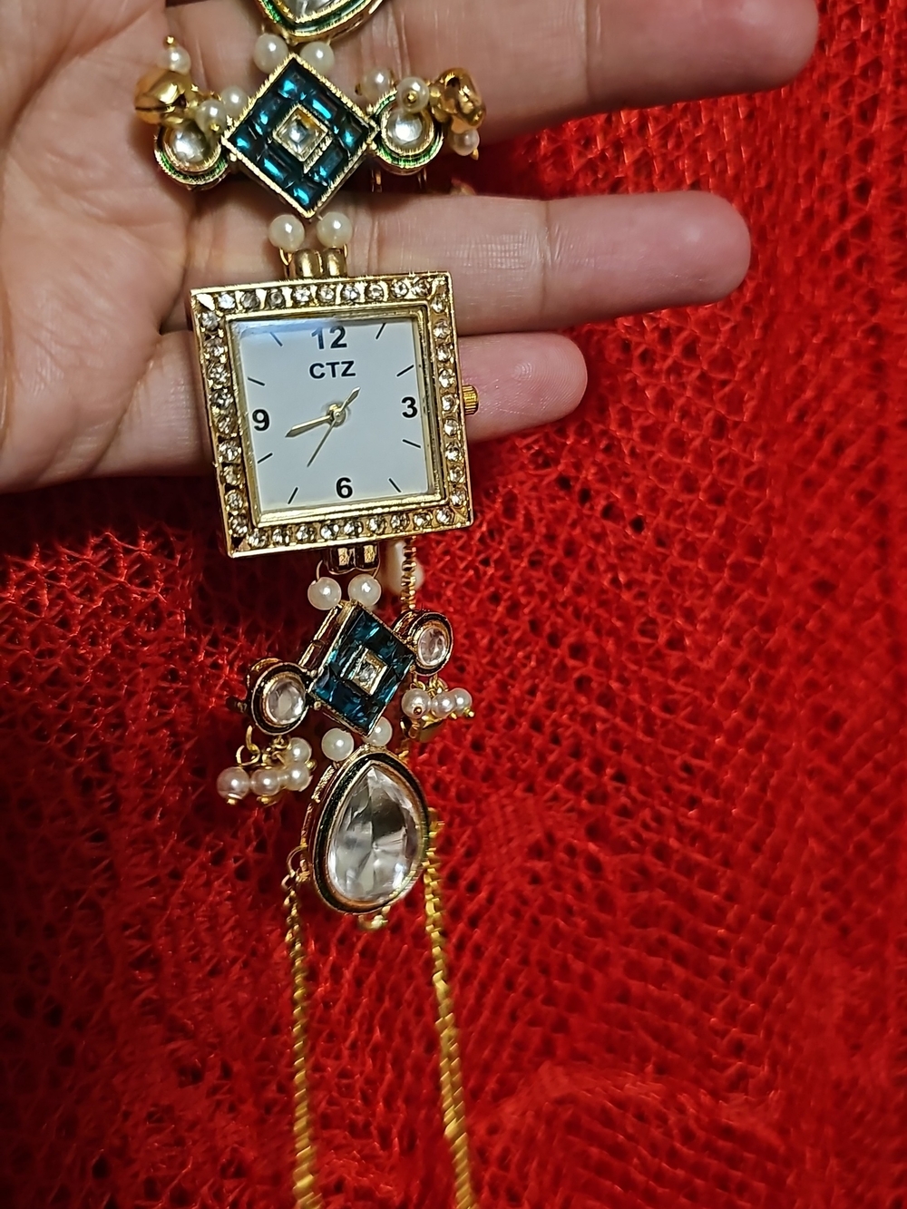Gold-Tone Blue Stone Women's Bracelet Watch